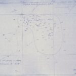 Den batymetriske oppmålingen av Princess Alice-banken tegnet med blått blekk i juli 1896, med lodd i meter og stiplet omriss, signert kaptein Carr